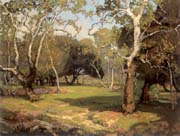 Green woodland clearing; amidst the cool and silence, by Franz Bischoff 1864-1929