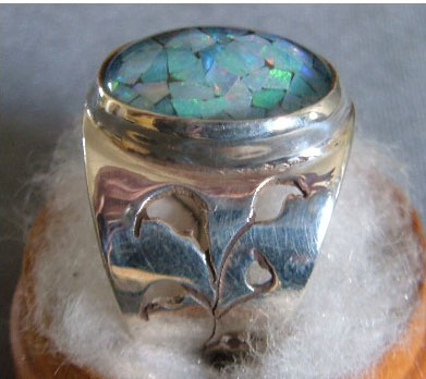 mosaic opal ring