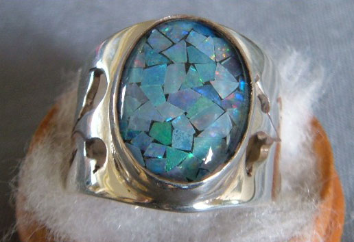 mosaic opal ring